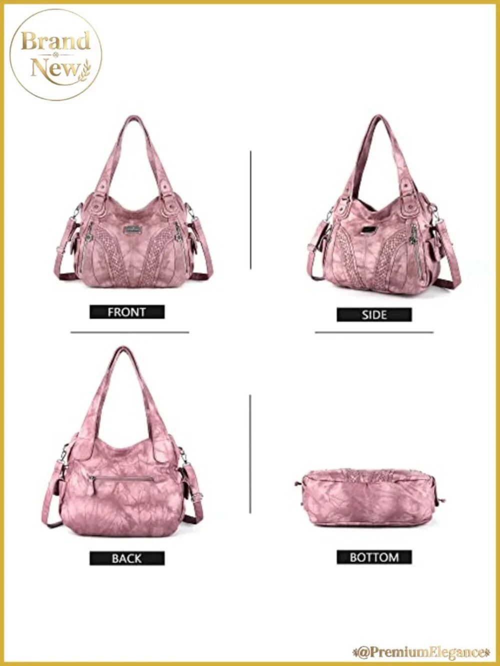 Women's Fashion Tote Bag Shoulder Bag Top Handle Satchel Purse Washed Synthetic